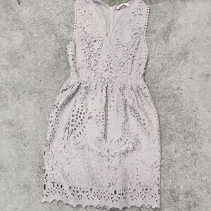 Altar'd State Lace Mini Dress in Light Gray